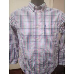 New IZOD Stretch Extensible Boys Button Shirt Large L 14-16 L/S Button Up Pocket